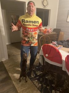 Our dog, Chazz Michael Michaels and me. He is a chihuahua and dauschund mix.